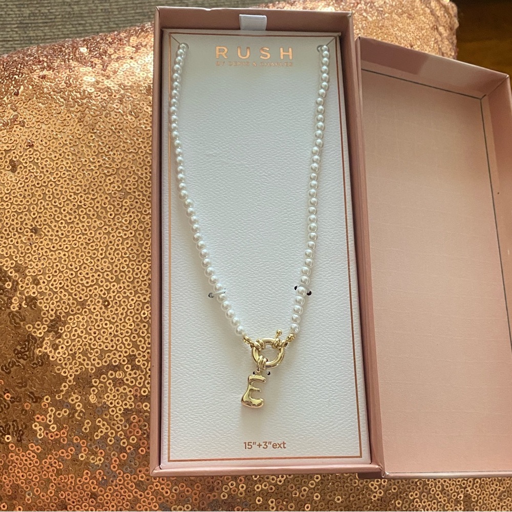 Rush by Denis & Charles pearl with Gold Initial Necklace